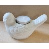 Beton Vogel Teelichthalter weiss