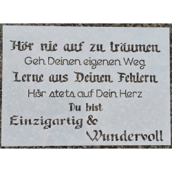Schablone Hör nie auf zu träumen