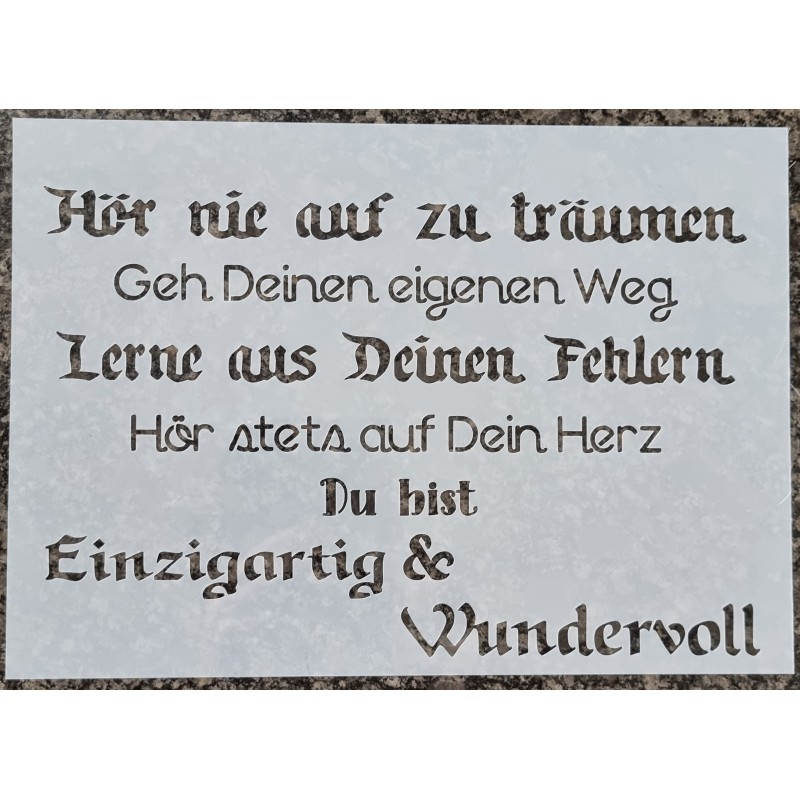 Schablone Hör nie auf zu träumen