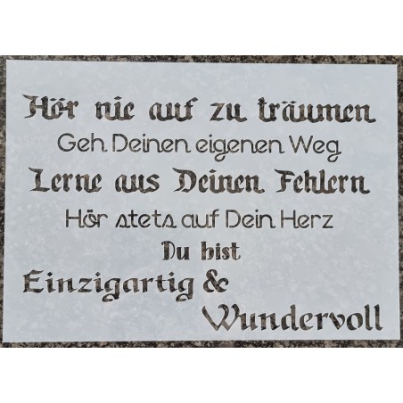 Schablone Hör nie auf zu träumen