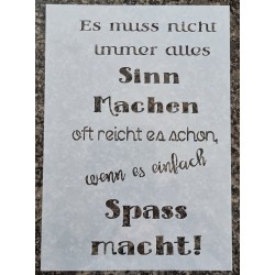 Schablone Es muss nicht immer alles Sinn machen