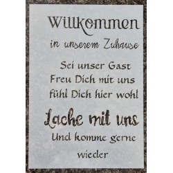 Schablone Willkommen in unserem Zuhause