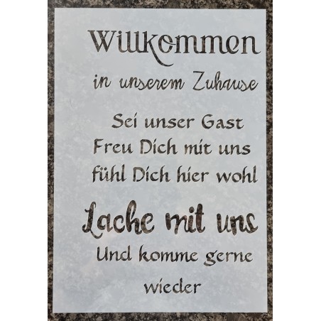Schablone Willkommen in unserem Zuhause