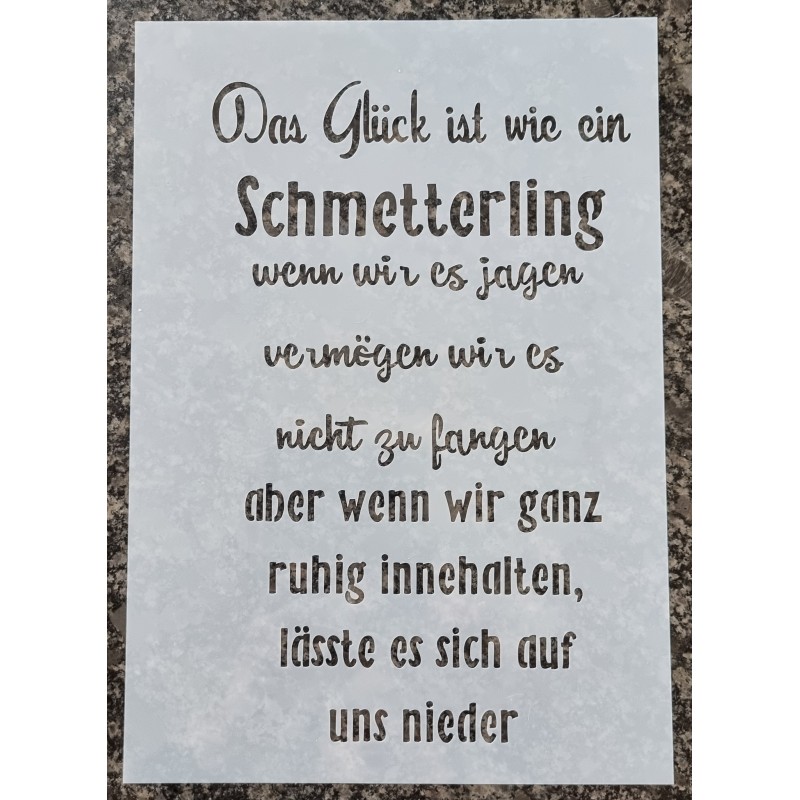 Schablone Das Glück ist wie ein Schmetterling