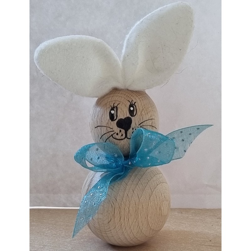 Holzkugeln Kaninchen weiss/türkis