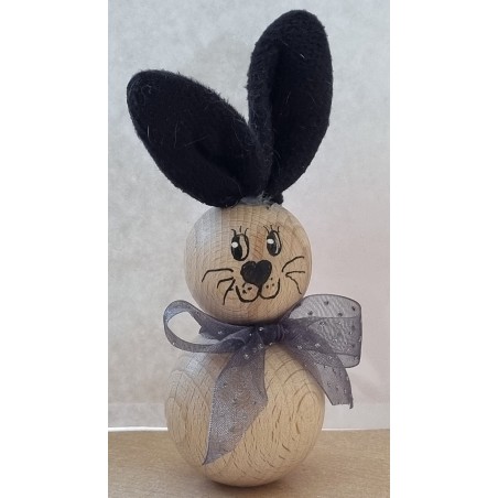 Holzkugeln Kaninchen schwarz/grau