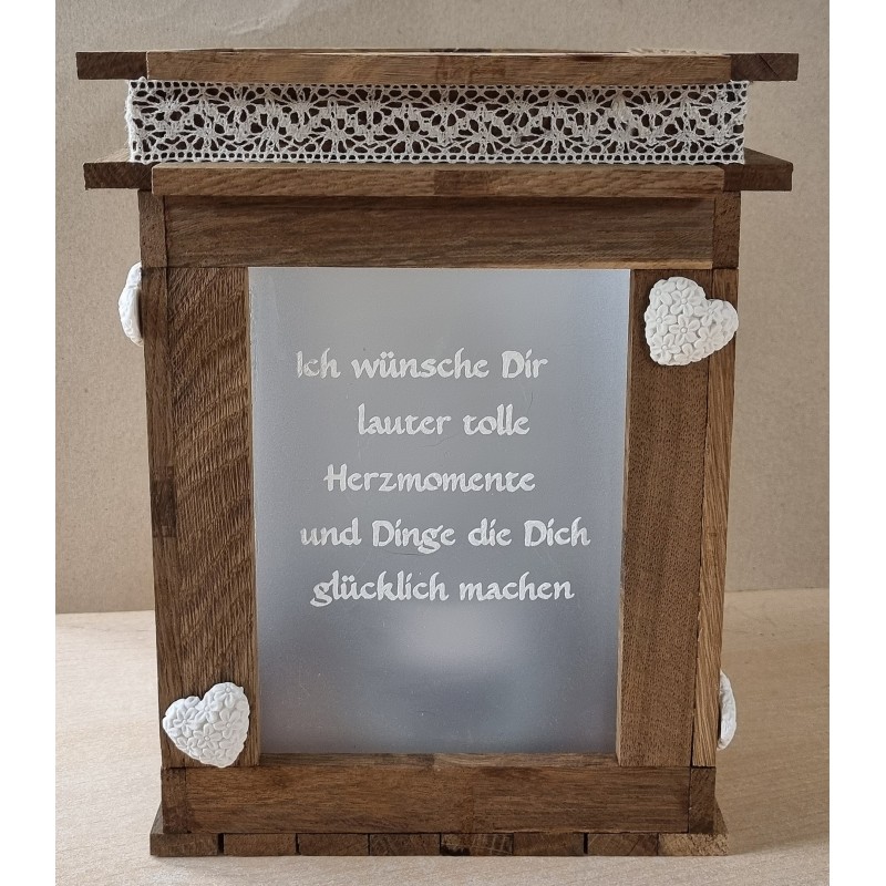 Klötzchen Laterne Holz Ich wünsche Dir...