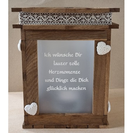 Klötzchen Laterne Holz Ich wünsche Dir...
