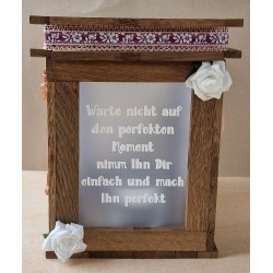 Klötzchen Laterne Holz Warte nicht auf den perfekten Moment