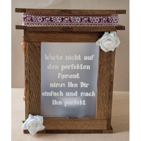 Klötzchen Laterne Holz Warte nicht auf den perfekten Moment