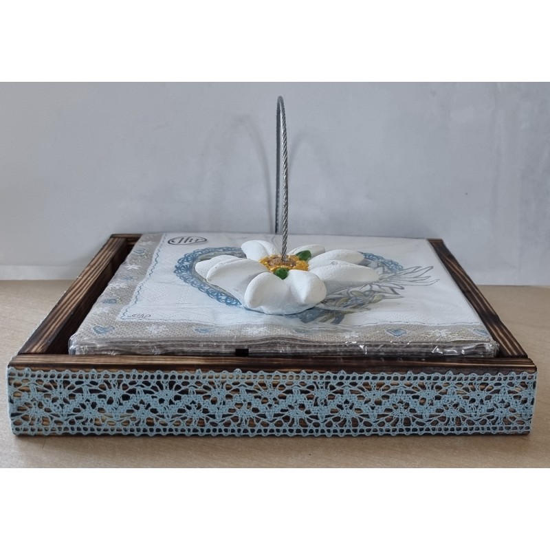 Serviettenhalter geflammt/hellblau Edelweiss