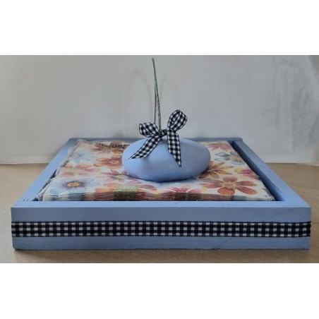Serviettenhalter hellblau /kariert