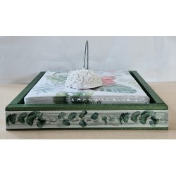 Serviettenhalter grün/weiss Blätter