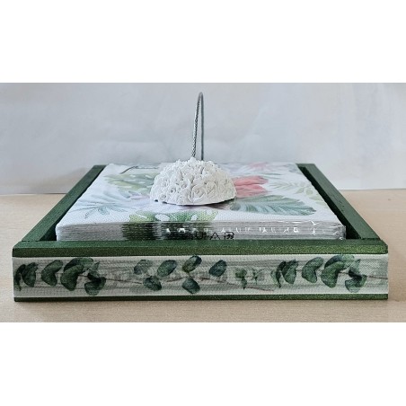Serviettenhalter grün/weiss Blätter