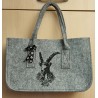 Filz Tasche grau Steinbock schwarz