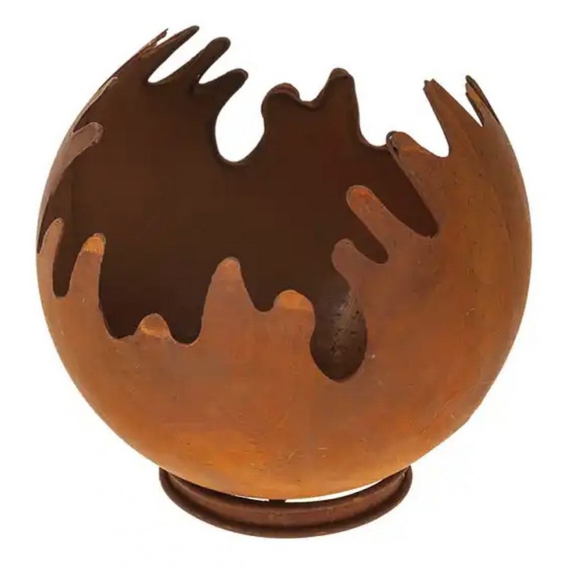 Metall Windlicht Feuerball rosteffekt