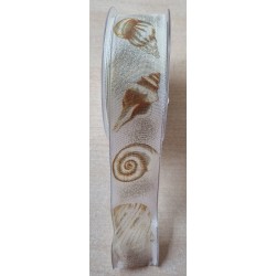 Dekoband Muscheln beige/creme mit Draht
