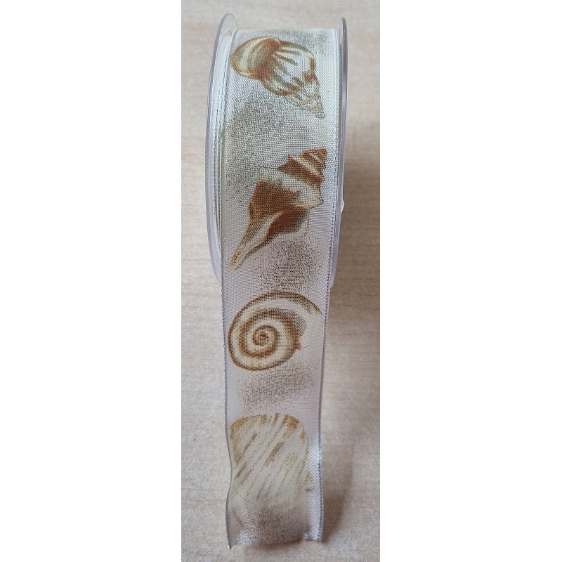 Dekoband Muscheln beige/creme mit Draht
