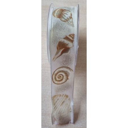 Dekoband Muscheln beige/creme mit Draht