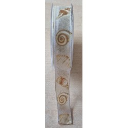 Dekoband Muscheln beige/creme mit Draht