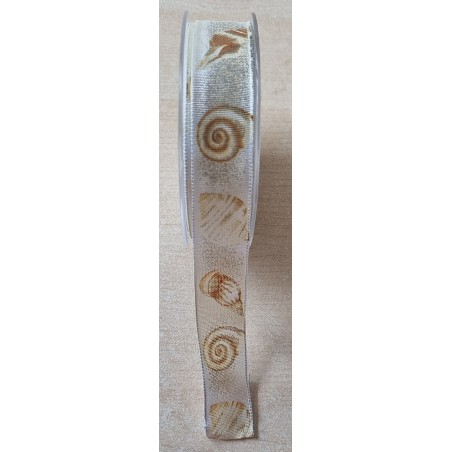 Dekoband Muscheln beige/creme mit Draht