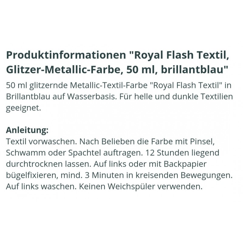 Royal Flash Textil Glitzer Farbe brillantblau