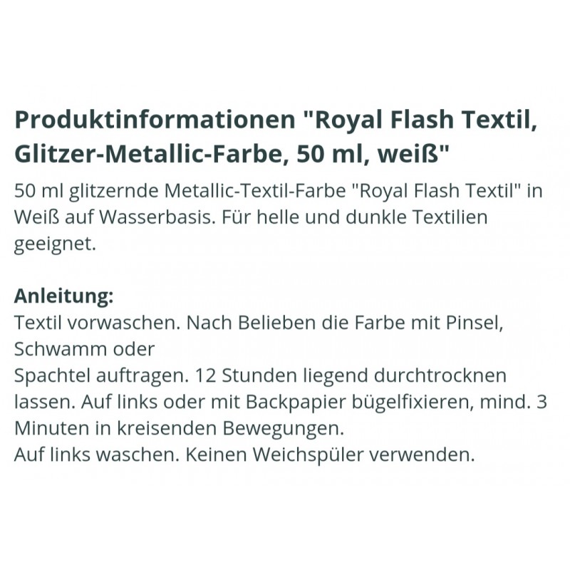 Royal Flash Textil Glitzer Farbe weiss
