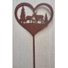 Metall Stecker Herz/Hirschfamilie rost