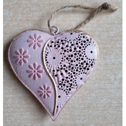 Metall Herz rosa/antik