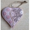Metall Herz rosa/antik