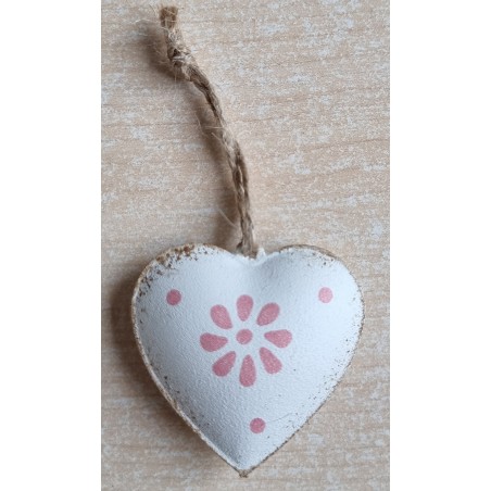 Metall Herz weiss/rosa