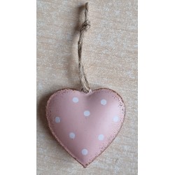 Metall Herz rosa/weiss