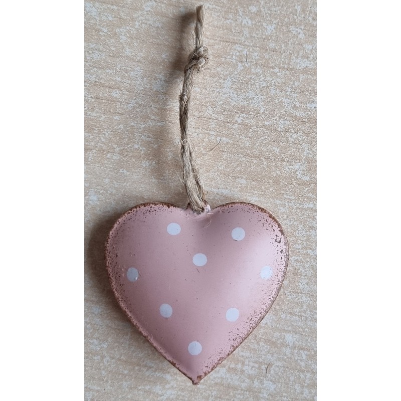 Metall Herz rosa/weiss