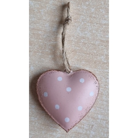 Metall Herz rosa/weiss