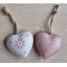 Metall Herz rosa/weiss