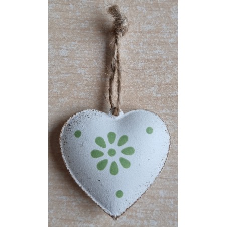 Metall Herz weiss/mint