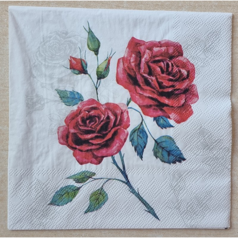 Serviette einzelne Rose rot