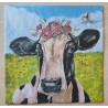 Serviette Kuh mit Blumen