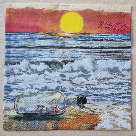 Serviette Flaschenpost/Sonnenuntergang