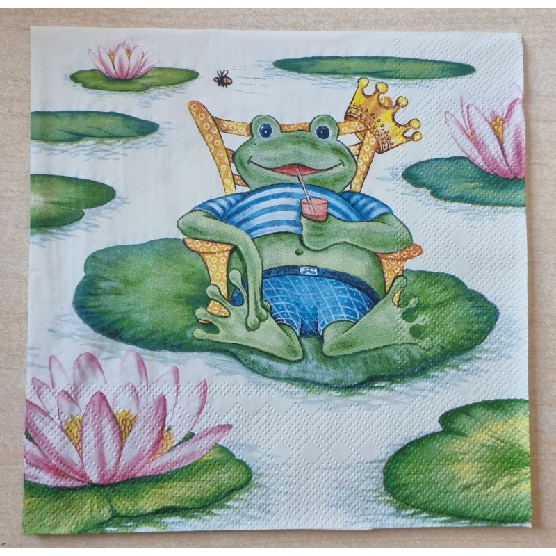 Serviette Frosch am Chillen