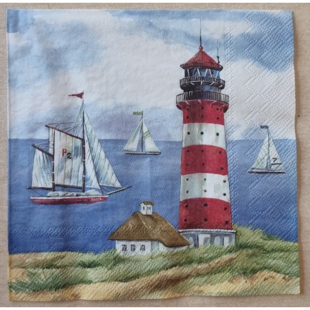 Serviette Leuchtturm/Segelschiffe