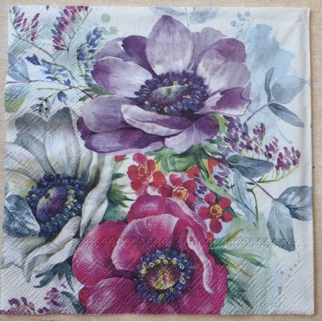 Serviette Blumen pink/violette