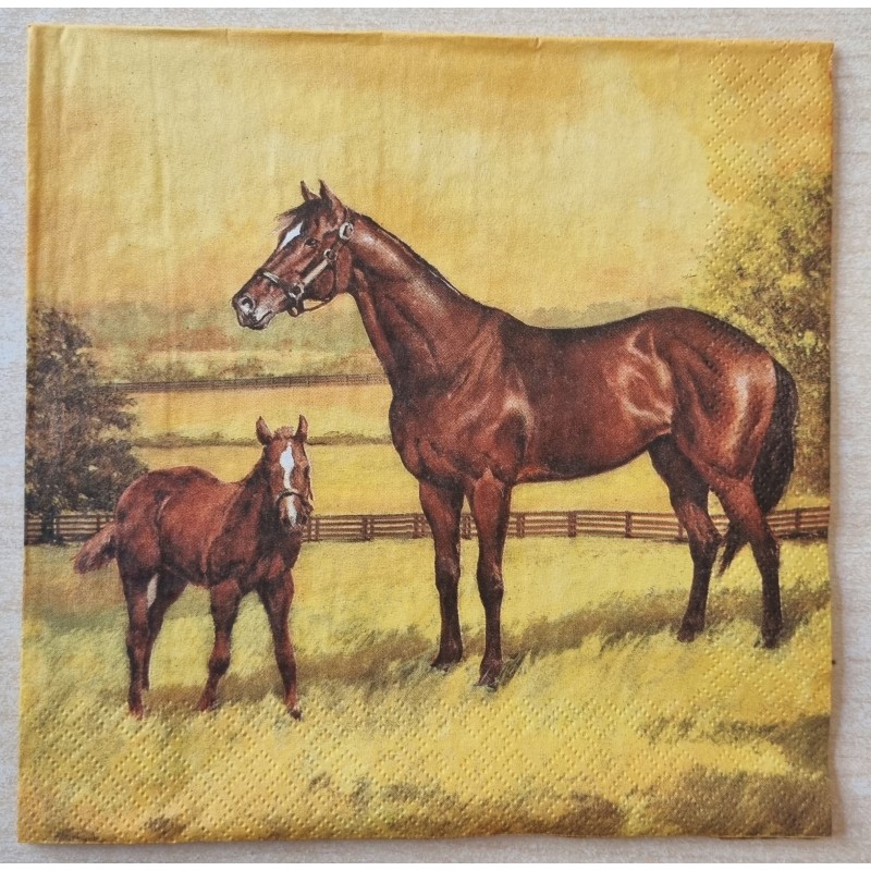Serviette Stute mit Fohlen