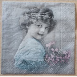 Serviette Mädchen mit Blumenstrauss