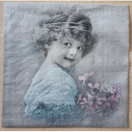 Serviette Mädchen mit Blumenstrauss