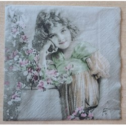 Serviette Mädchen mit Blumen