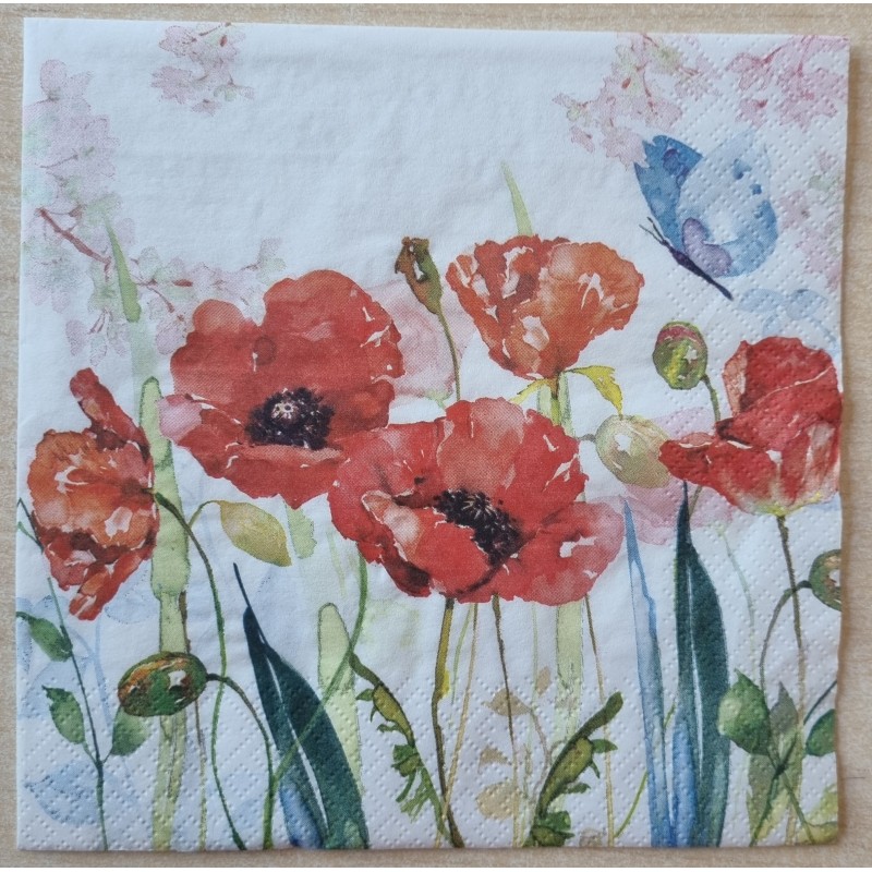 Serviette Mohnblumen rot
