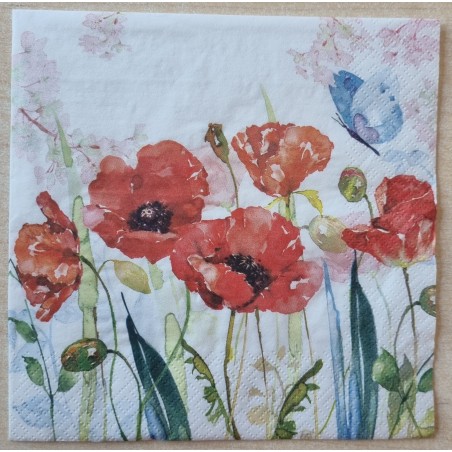Serviette Mohnblumen rot