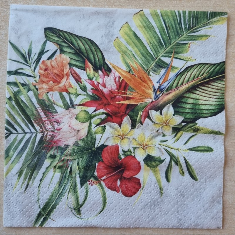 Servietten exotische Blumen und Pflanzen