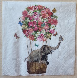 Serviette Elefant im Heissluftballon